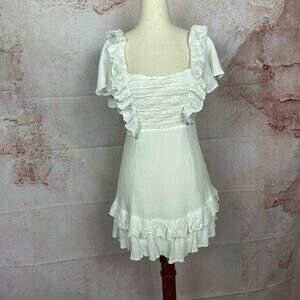 MIKA & GALA fairy cottagecore mini dress size M vintage romantic boho eyelet